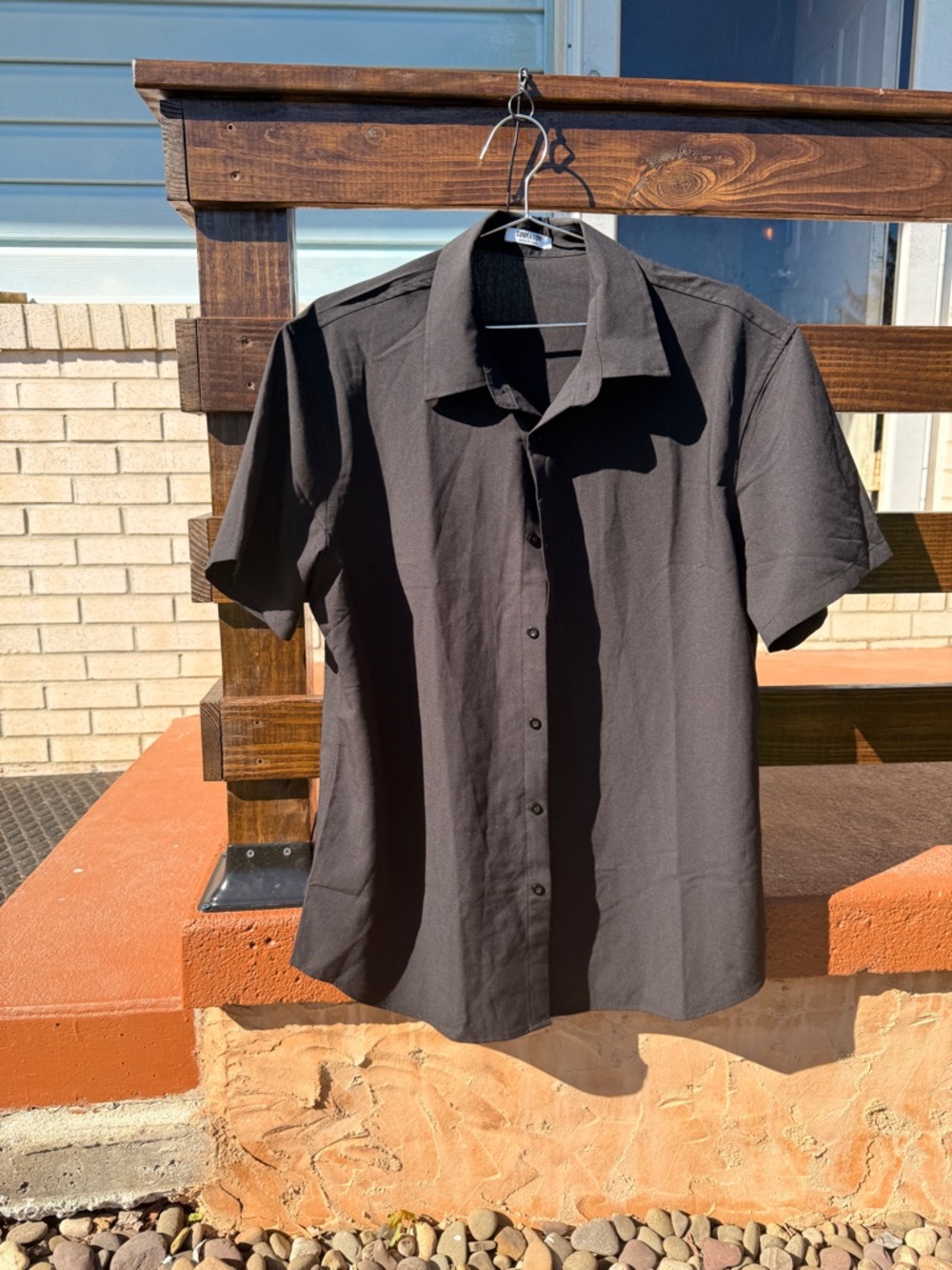 Men's Short-Sleeve Button-Up Shirt - Black